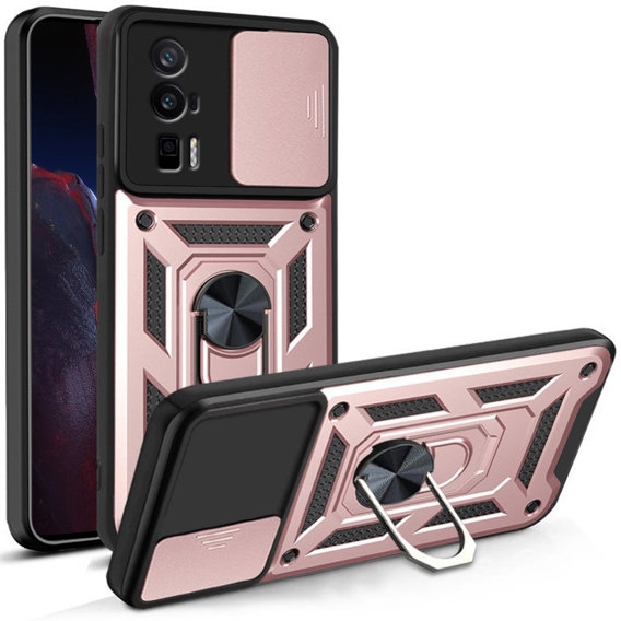 Obal na mobil pre Xiaomi Poco F5 Pro, CamShield Slide, ružové rose gold