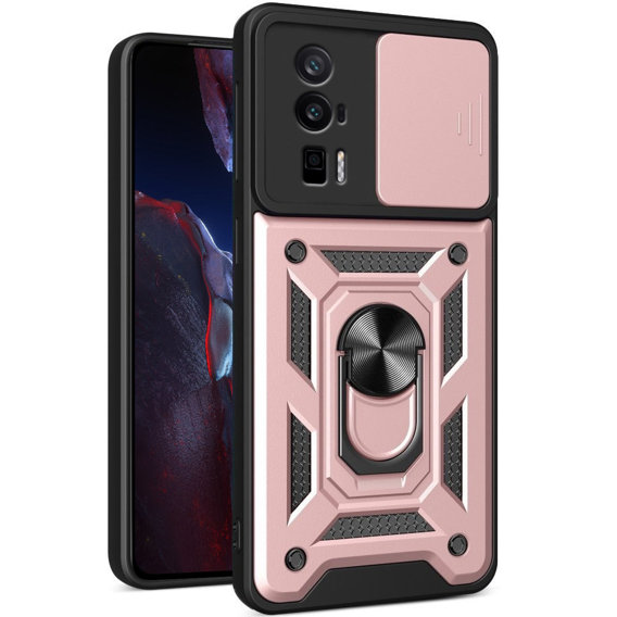 Obal na mobil pre Xiaomi Poco F5 Pro, CamShield Slide, ružové rose gold