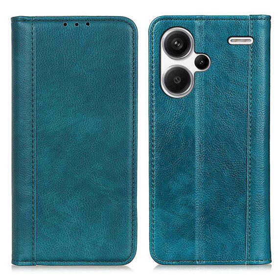 Obal na mobil pre Xiaomi Redmi Note 13 Pro+, Wallet Litchi Leather, zelený