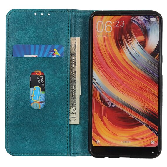 Obal na mobil pre Xiaomi Redmi Note 13 Pro+, Wallet Litchi Leather, zelený