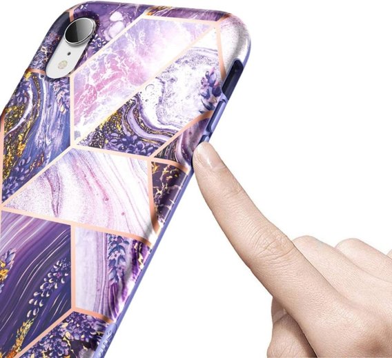 Obal na mobil pre iPhone XR, Suritch Full Body Marble, fialové