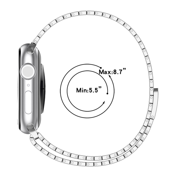 Oceľový náramok pre Apple Watch 1/2/3/4/5/6/7/8/SE/ULTRA 42/44/45/49 MM - strieborný