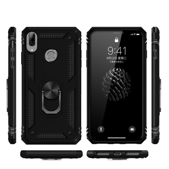 Pancierované obal na mobil pre Huawei P20 Lite, Nox Case Ring, čierne