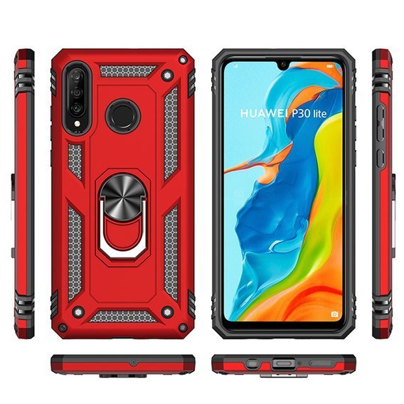 Pancierované obal na mobil pre Huawei P30 Lite, Nox Case Ring, červené