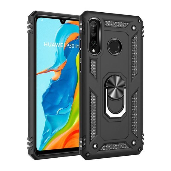 Pancierované obal na mobil pre Huawei P30 Lite, Nox Case Ring, čierne