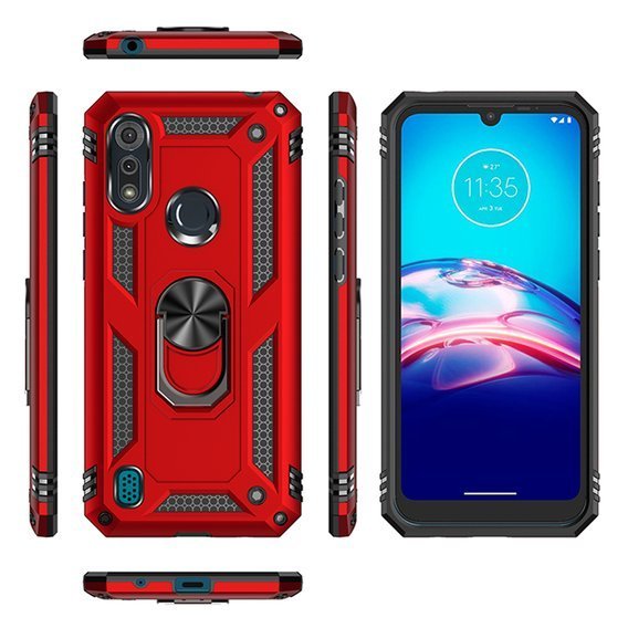 Pancierované obal na mobil pre Motorola Moto E6S, Nox Case Ring, červené