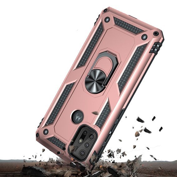 Pancierované obal na mobil pre Motorola Moto G10/G30, Nox Case Ring, ružové rose gold