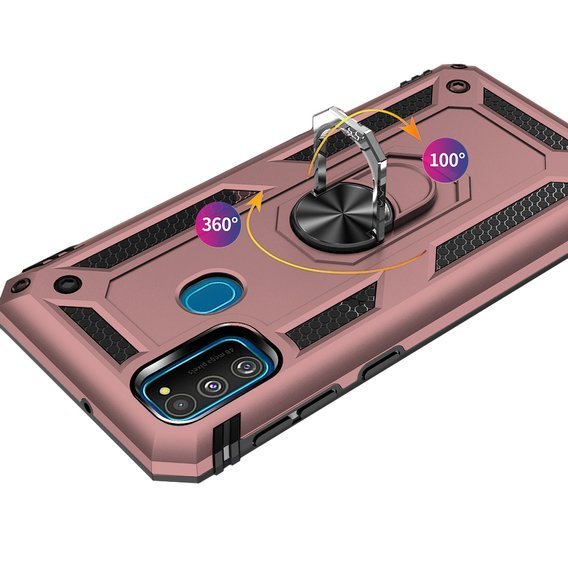 Pancierované obal na mobil pre Samsung Galaxy M21, Nox Case Ring, ružové rose gold