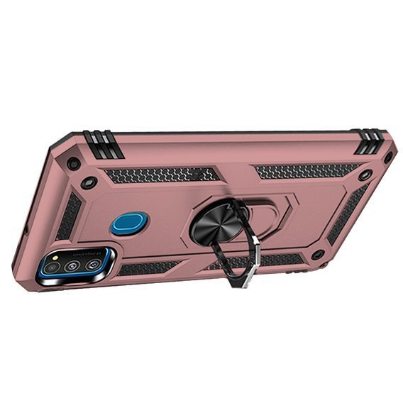 Pancierované obal na mobil pre Samsung Galaxy M21, Nox Case Ring, ružové rose gold