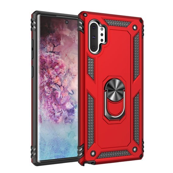 Pancierované obal na mobil pre Samsung Galaxy Note 10+ Plus, Nox Case Ring, červené