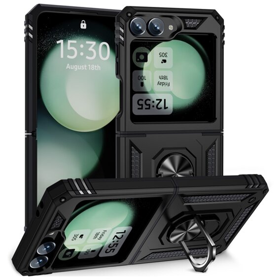 Pancierované obal na mobil pre Samsung Galaxy Z Flip6 5G, Nox Case Ring, čierne