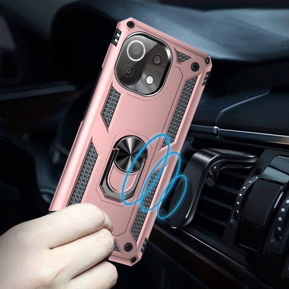 Pancierované obal na mobil pre Xiaomi Mi 11 Lite / Mi 11 Lite 5G / 11 Lite 5G NE, Nox Case Ring, ružové rose gold