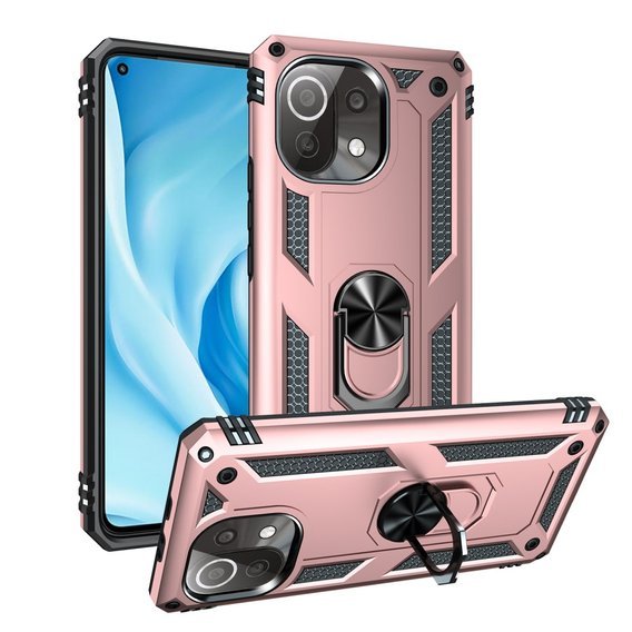 Pancierované obal na mobil pre Xiaomi Mi 11 Lite / Mi 11 Lite 5G / 11 Lite 5G NE, Nox Case Ring, ružové rose gold