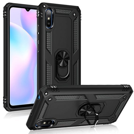 Pancierované obal na mobil pre Xiaomi Redmi 9A, Nox Case Ring, čierne