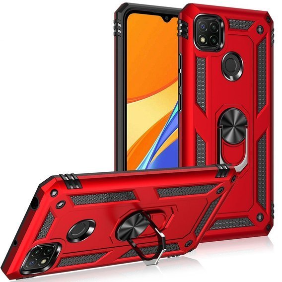 Pancierované obal na mobil pre Xiaomi Redmi 9C, Nox Case Ring, červené