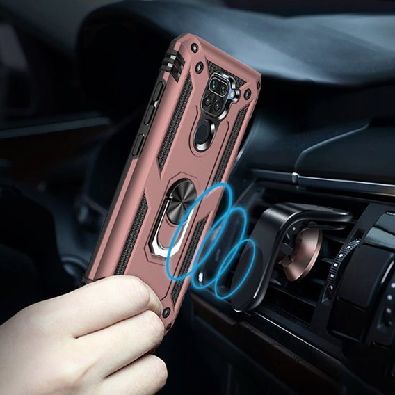 Pancierované obal na mobil pre Xiaomi Redmi Note 9, Nox Case Ring, ružové rose gold