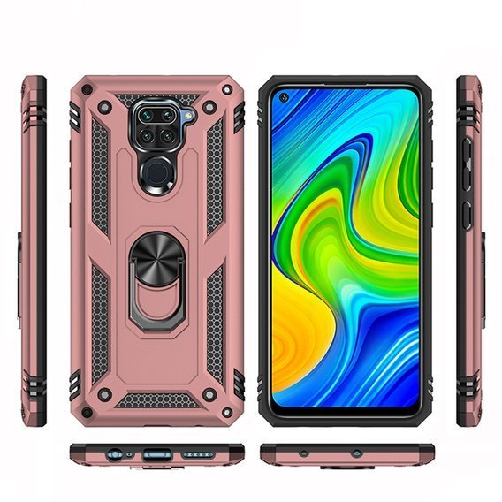 Pancierované obal na mobil pre Xiaomi Redmi Note 9, Nox Case Ring, ružové rose gold