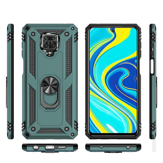 Pancierované obal na mobil pre Xiaomi Redmi Note 9S / 9 Pro, Nox Case Ring, zelený