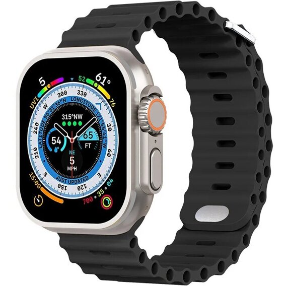 Pasek Silikonowy Ocean do Apple Watch 1/2/3/4/5/6/7/8/SE/ULTRA 42/44/45/49MM, Czarny