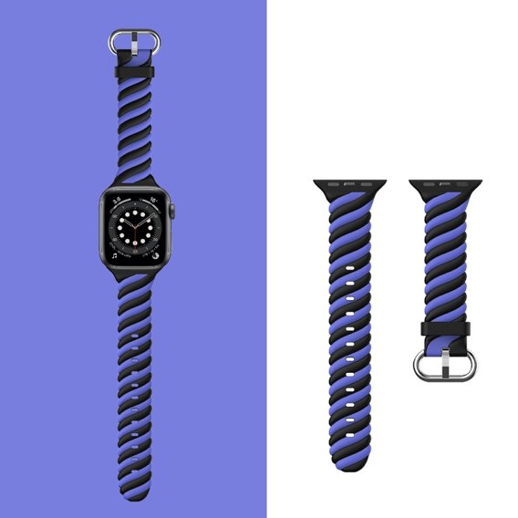 Pasek Silikonowy do Apple Watch 1/2/3/4/5/6/7/8/SE/ULTRA 42/44/45/49mm, Blue/Black