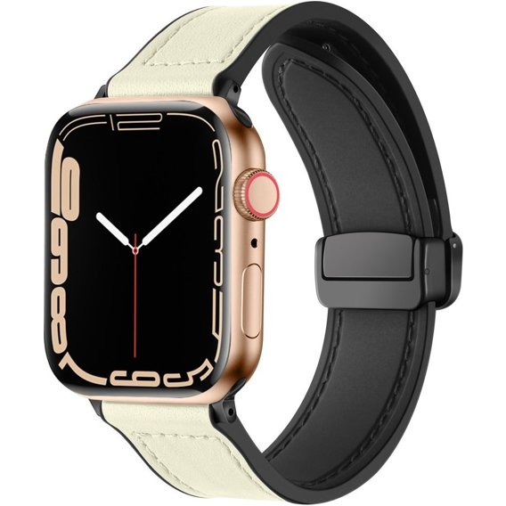 Pasek Skórzany do Apple Watch 1/2/3/4/5/6/7/8/SE/Ultra 42/44/45/49mm, Beżowy