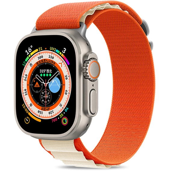 Pasek nylonowy do Apple Watch 1/2/3/4/5/6/7/8/SE/ULTRA 42/44/45/49 MM, Pomarańczowy / Beżowy