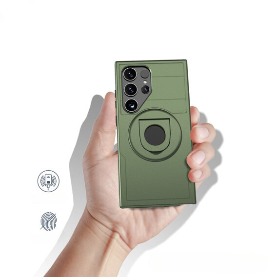 Puzdro MagSafe pre Samsung Galaxy S24 Ultra, Military Magnet, zelený