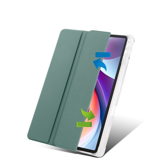 Puzdro pre Lenovo Tab M11, Smartcase Hybrid, so slotom na stylus, tmavozelené