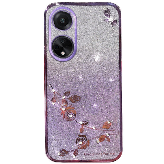 Puzdro pre Oppo A58 4G, Glitter Flower, fialové