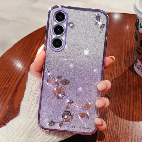 Puzdro pre Samsung Galaxy A05s 4G, Glitter Flower, fialové