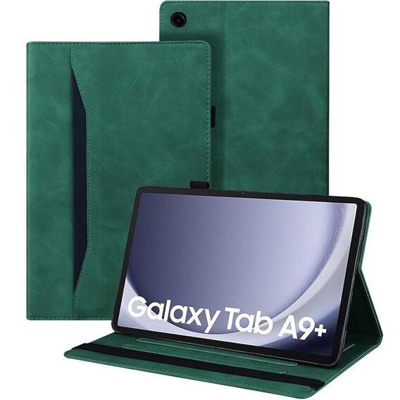 Puzdro pre Samsung Galaxy Tab A9+, Classic, s priestorom pre stylus, zelený