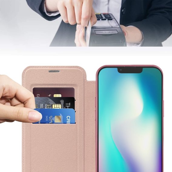 Puzdro pre iPhone 15 Plus, FlipMag Bezpečná peňaženka s chlopňou RFID, pre MagSafe, ružové