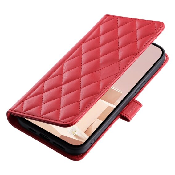 Puzdro s chlopňou pre Samsung Galaxy A55 5G, Rhombus Crossbody Leather, červené