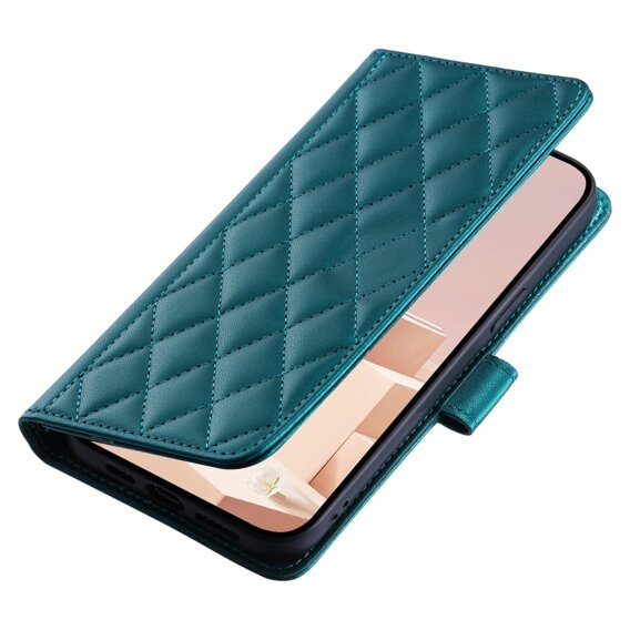 Puzdro s chlopňou pre Samsung Galaxy A55 5G, Rhombus Crossbody Leather, tmavozelené