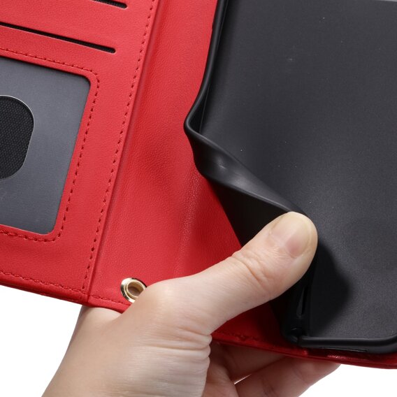 Puzdro s chlopňou pre Xiaomi Redmi Note 13 Pro 4G, Rhombus Crossbody Leather, červené