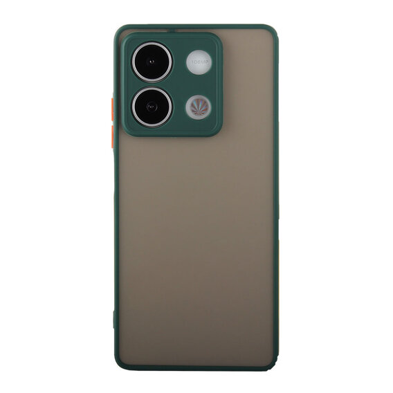 Silikónové puzdro pre Xiaomi Redmi Note 13 5G, s ochranou fotoaparátu, transparentné / zelené + tvrdené sklo 9H