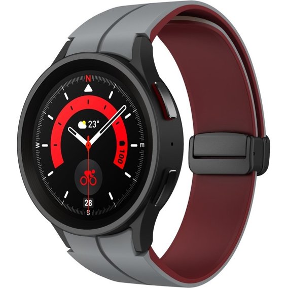 Silikonowy Pasek do Samsung Galaxy Watch 4 / 5 40/42/44/46/45MM PRO, Granatowy / Czerwony