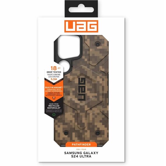 Urban Armor Gear Obal na mobil pre Galaxy S24 Ultra, Pathfinder SE MagSafe Camo, hnedé