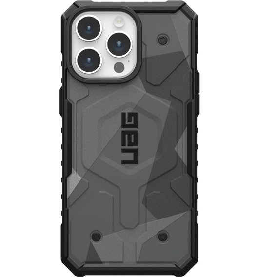 Urban Armor Gear Obal na mobil pre iPhone 15 Pro Max, Pathfinder MagSafe Geo Camo, sivé