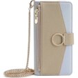 Flipové puzdro pre Honor Magic 6 Lite 5G, Wallet Zipper Pocket, so zrkadlom, hnedé