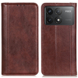 Flipové puzdro pre Xiaomi Poco F6 Pro, Split Leather, hnedé