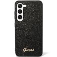 GUESS Obal na mobil pre Galaxy S23, Glitter Script Hardcase, čierne