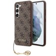 GUESS Obal na mobil pre Samsung Galaxy S24, 4G Charms Collection Hardcase, hnedé
