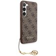 GUESS Obal na mobil pre Samsung Galaxy S24, 4G Charms Collection Hardcase, hnedé