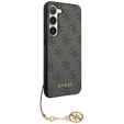 GUESS Obal na mobil pre Samsung Galaxy S24, 4G Charms Collection Hardcase, sivé