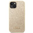 GUESS Obal na mobil pre iPhone 14 Plus, Glitter Script Hardcase, zlaté