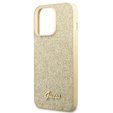 GUESS Obal na mobil pre iPhone 14 Pro, Glitter Script Hardcase, zlaté