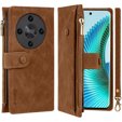 Klapkové puzdro pre Honor Magic 6 Lite 5G, Wallet Zipper Pocket, hnedé