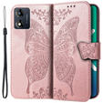 Klapkové puzdro pre Motorola Moto E13, Butterfly, ružové rose gold