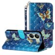 Klapkové puzdro pre Samsung Galaxy A05s, Wallet, Butterflies, modré